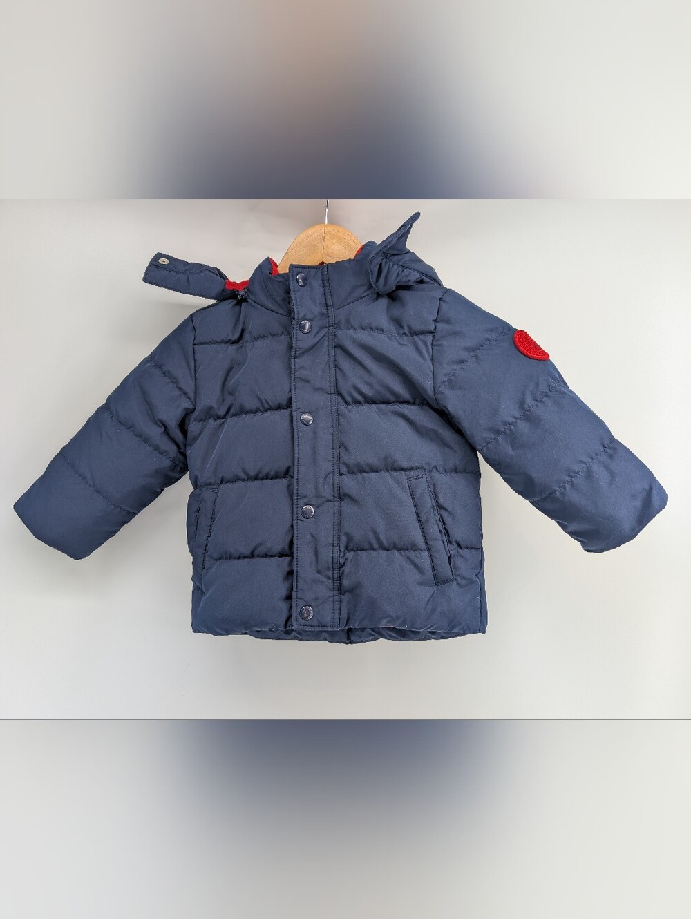 Gap Kids Navy Puffer Jacket 18-24 Months Fleece Lined Hooded Winter Coat